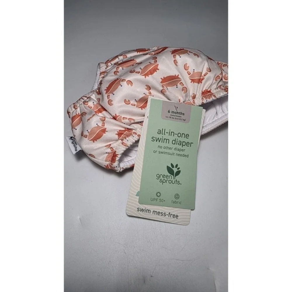 Green Sprouts Eco Pull Up Reusable Crab Swim Diaper 6 Months‎ 14-18lbs UPF